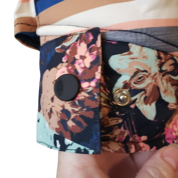 Free People Movement Bunny Slope Ski Jacket Colorful Stripe Floral Puffer Pink - Picture 13 of 16